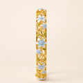 Sky Blue Daisy Enamel Filigree Gold Bangle (MES100005)