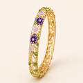 Royal Violet Blossom Purple Enamel Gold Bangle (MES100006)