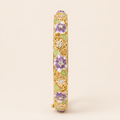Lavender Filigree Floral Purple Enamel Gold Bangle (MES100008)