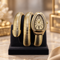 Champagne Gold Dial Serpenti Tubogas Coiled Bangle Watch (MES100135)
