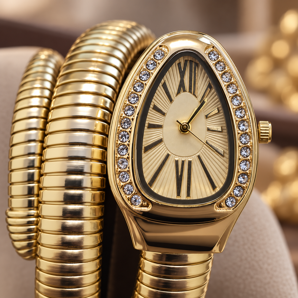 Champagne Gold Dial Serpenti Tubogas Coiled Bangle Watch (MES100135)