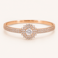 Solitaire Halo Rose Gold Pave Bangle Bracelet (MES100017)