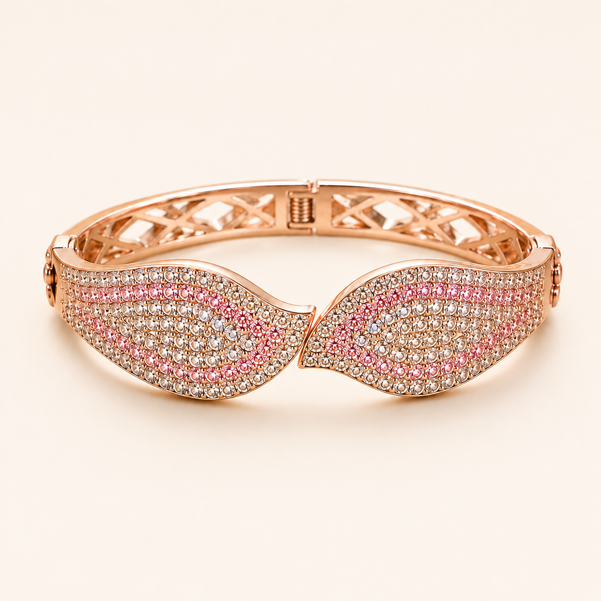 Ombre Pink Pave Wing Rose Gold Bangle (MES100018)