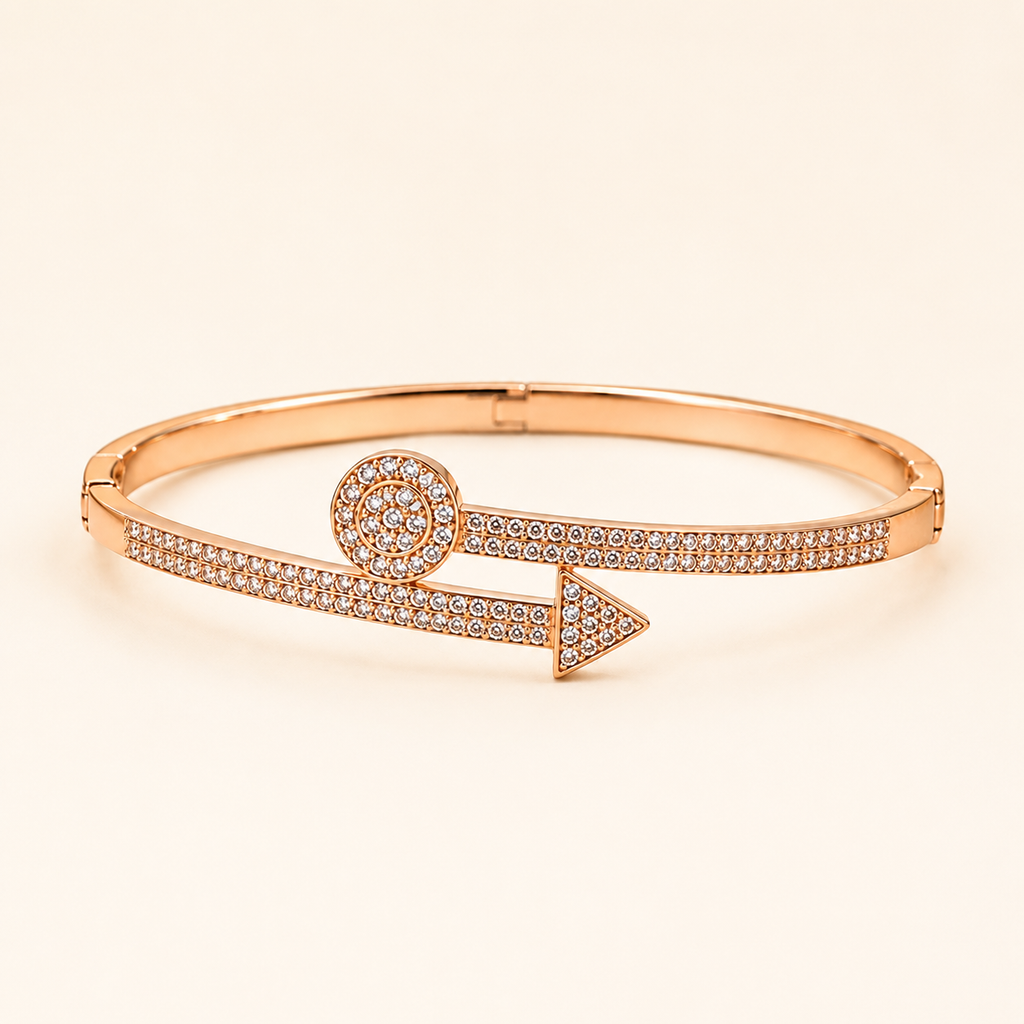 Arrow Pave Geometric Rose Gold Bangle (MES100020)
