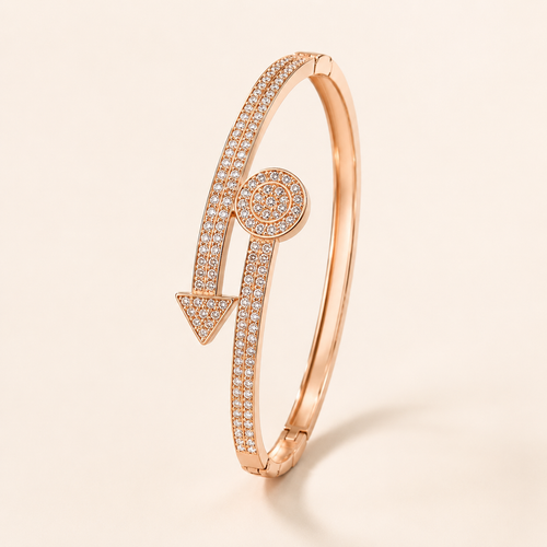 Arrow Pave Geometric Rose Gold Bangle (MES100020)