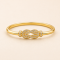 Pave Infinity Knot Symbol Gold Bangle (MES100025)