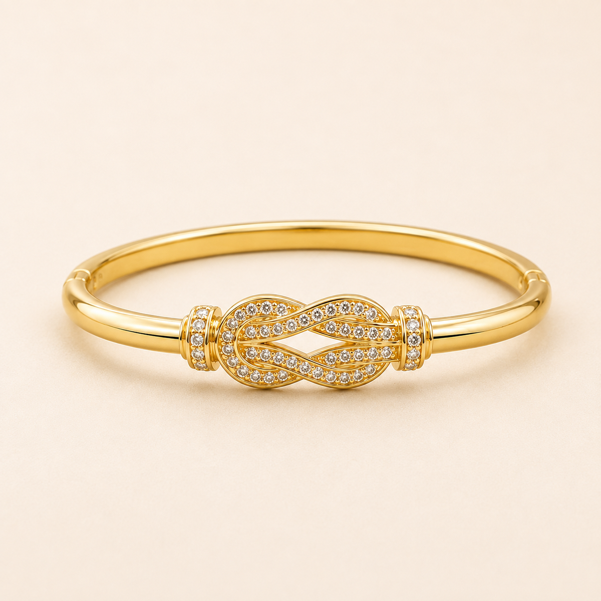 Pave Infinity Knot Symbol Gold Bangle (MES100025)