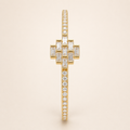 Geometric Baguette Cross Gold Bangle Bracelet (MES100027)
