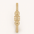 Pave Interlocking Buckle Motif Gold Bangle (MES100028)