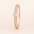 Marquise Solitaire Baguette Dual Band Rose Gold Bangle (MES100029)
