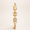 Interlocking Circle Pave Split Band Gold Bangle (MES100031)