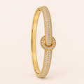 Round Belt Buckle Fully Paved Gold Bangle (MES100035)