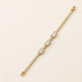 Emerald Cut Halo Crystal Gold Tennis Bracelet (MES100036)