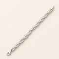 Twisted Baguette Wave Silver Tennis Bracelet (MES100038)