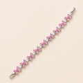 Pink Marquise Butterfly Cluster Silver Bracelet (MES100040)