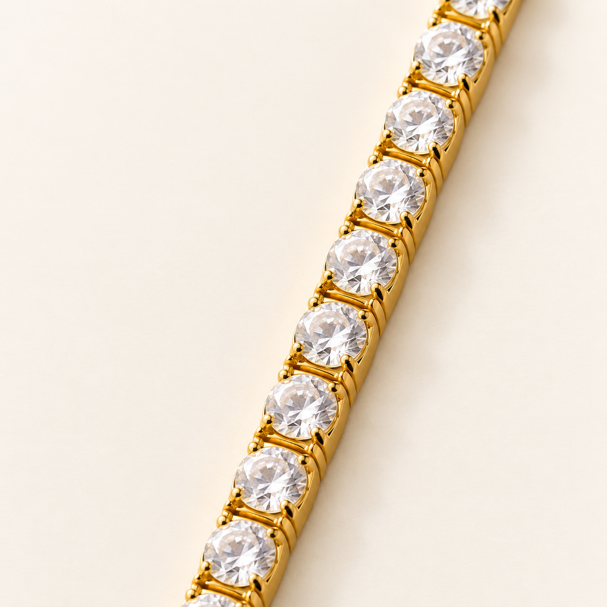 Classic Round Crystal Gold Tennis Bracelet (MES100042)