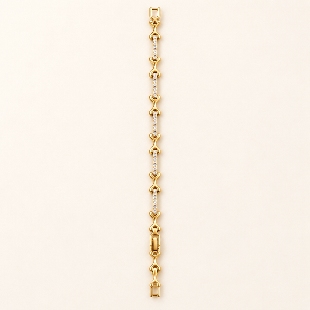 X-Link Pave Bar Architectural Gold Bracelet (MES100045)