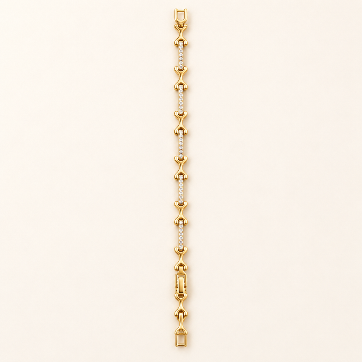 X-Link Pave Bar Architectural Gold Bracelet (MES100045)