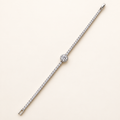 Solitaire Halo Round Crystal Silver Tennis Bracelet (MES100047)