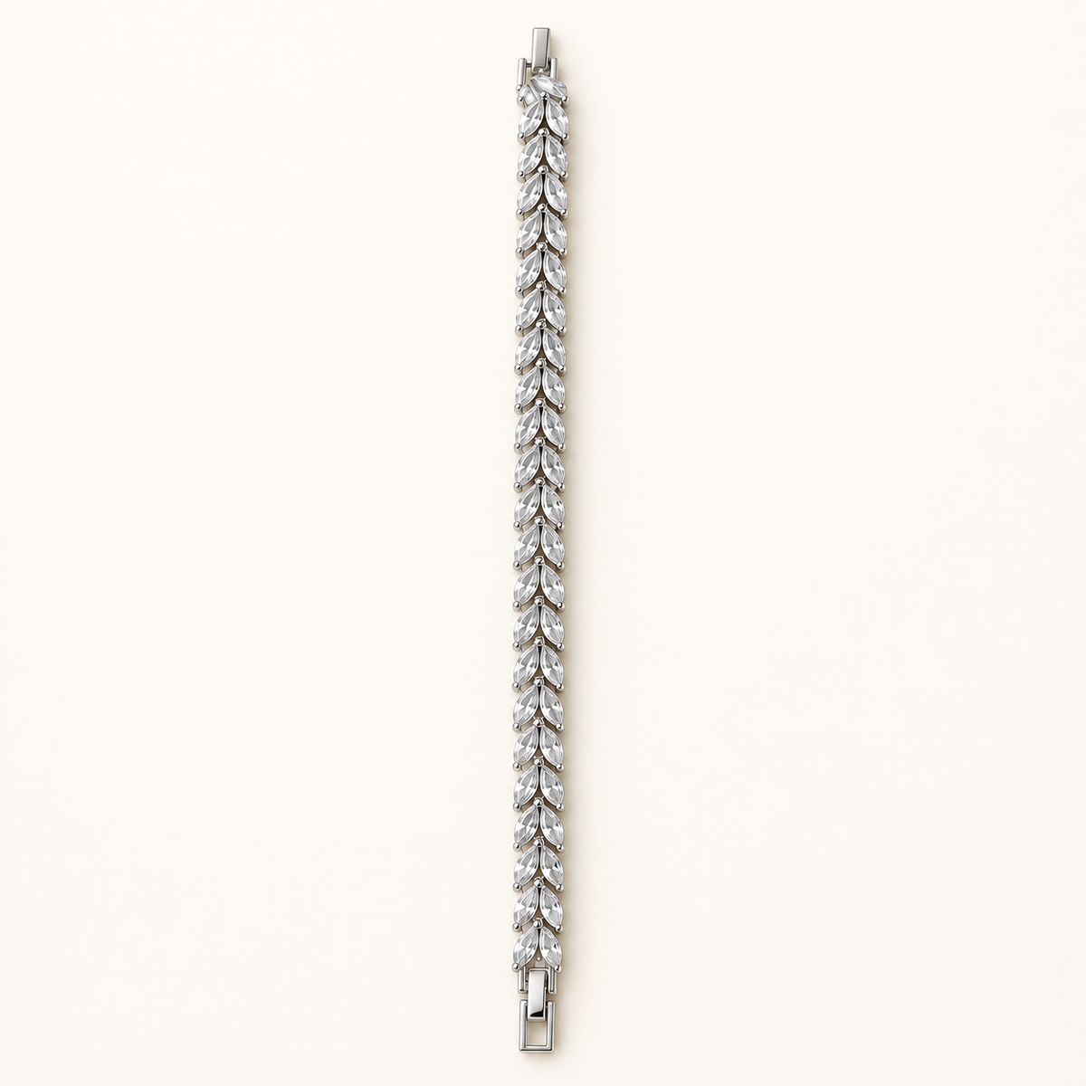 Marquise Leaf Cluster Branch Silver Bracelet (MES100048)