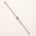 Pink Center Stone Halo Silver Tennis Bracelet (MES100050)