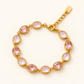 Blush Pink Opal & Crystal Gold Link Bracelet (MES100054)
