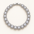 Cushion Cut Halo Radiant Silver Tennis Bracelet (MES100056)
