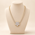 Pear Cut Flower Cluster Gold Tennis Necklace (MES100058)