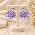 Purple Marquise Crystal Feather Swan Stud Earrings (MES100081)