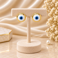 Classic Blue Evil Eye Enamel Gold Stud Earrings (MES100084)