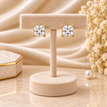 Princess Cut Square Solitaire Crystal Gold Stud Earrings (MES100088)