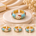 Mint Teal Hello Kitty Enamel Adjustable Gold Ring (MES100090)